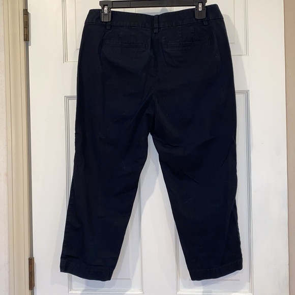 6 Petite LOFT Original Crop Stretch Black Pants 3% Spandex 97% Cotton - Picture 2 of 8